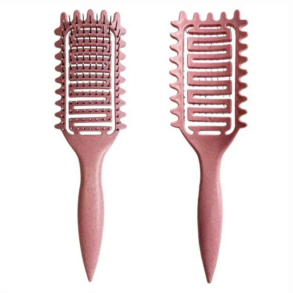 Brosse coiffante spéciale boucles – Brosse creuse à poils de sanglier pour démêler, définir et structurer les boucles. Peigne idéal pour cheveux emmêlés et outils de mise en forme des boucles.