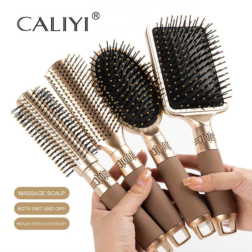 Brosse à cheveux CALIYI à coussin d’air 💆‍♀️ Brosse de massage du cuir chevelu – Démêlante, antistatique et idéale pour le salon ou le SPA ✨ Forme ovale et ronde, parfaite pour un coiffage doux et sans frisottis 💖