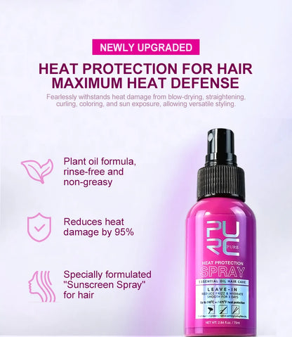 PURC Heat Protection Spray Smoothing Anti Frizz Dry Hair Scalp Treatment Hair Care Products for Women