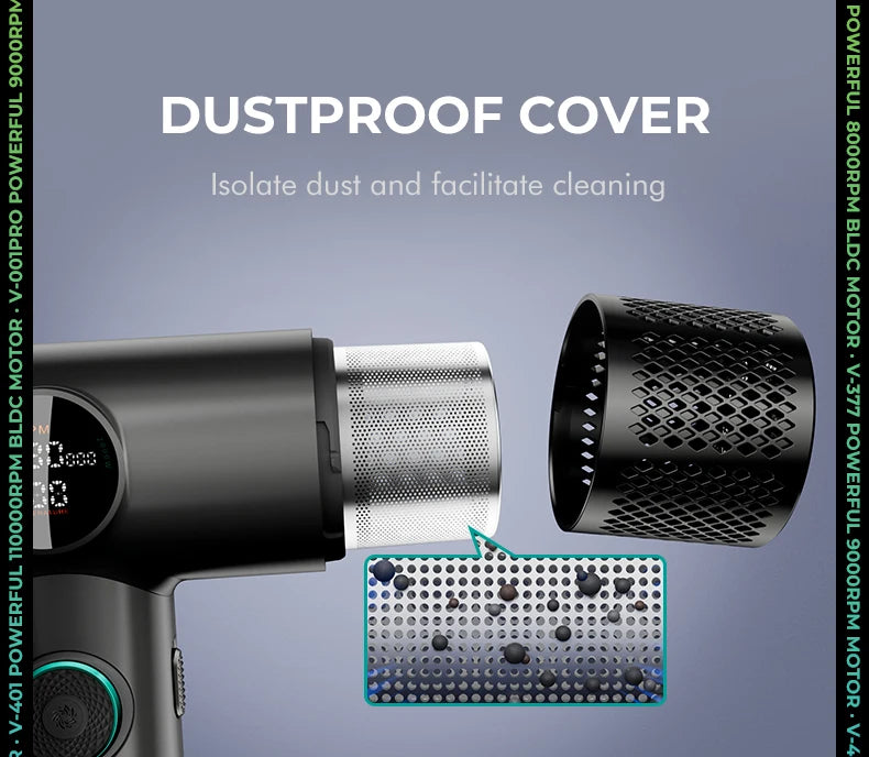 Tondeuse professionnelle VGR – Tondeuse électrique pour hommes 4-en-1, moteur BLDC 9000 RPM, rasoir et sèche-cheveux avec réglage progressif.