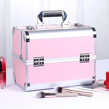Malette de maquillage en alliage d’aluminium, idéale pour ranger les outils de pédicure. Boîte cosmétique portable avec poignée, parfaite pour organiser et transporter votre maquillage.