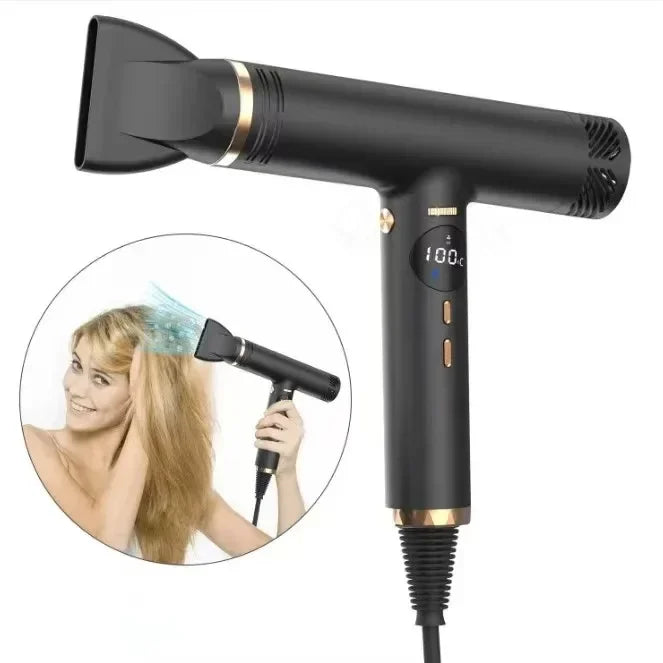 Professional Hair Dryer 10000RPM High Speed LCD Display Powerful Wind Air Temperature Control Negative Ion Styling Tools