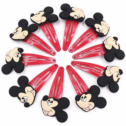 🎀 Lot de 10 pinces à cheveux Disney Mickey & Minnie 🎀 Pinces en PVC avec nœud à pois, style cartoon. Accessoires adorables pour filles — parfaits pour offrir ou compléter une tenue ! 💖