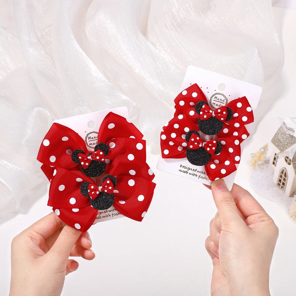 Lot de 2 pinces à cheveux nœud papillon de 10 cm pour petites filles 🎀 – Accessoire mignon à pois pour coiffure, fête ou quotidien.