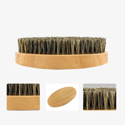 🧔✨ Kit de soin barbe 5 pièces – Brosse en poils de sanglier, peigne double face en bois, ciseaux, peigne coiffant, outils pro pour une barbe impeccable
