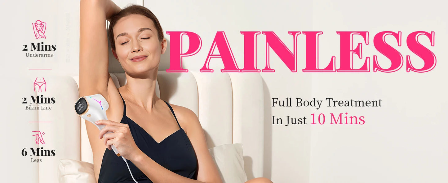 Épilateur IPL 990 000 flashs pour femmes  – épilation durable et indolore pour le corps, le bikini et le visage.