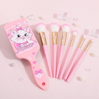 Coffret de pinceaux maquillage Mary Cat en style cartoon, adorables accessoires de maquillage créatifs pour le visage, idéal comme cadeau d’anniversaire ou de fête pour les petites filles.